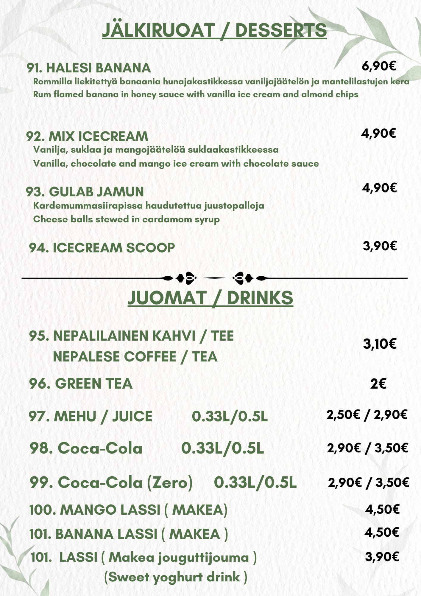 Ravintola Halesi menu page 11