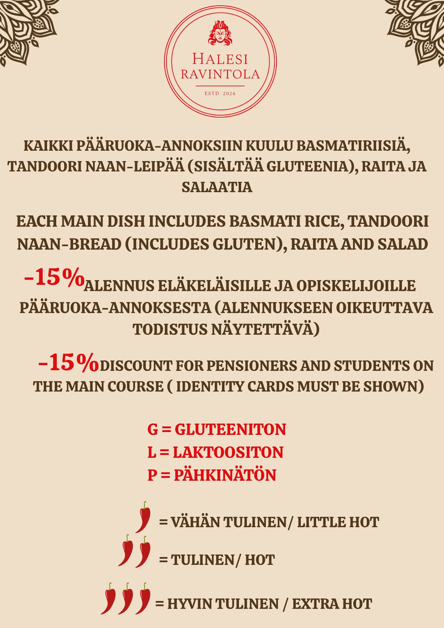 Ravintola Halesi menu page 12