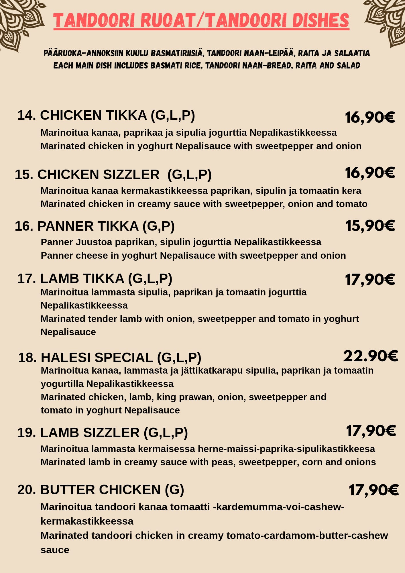 Ravintola Halesi menu page 3