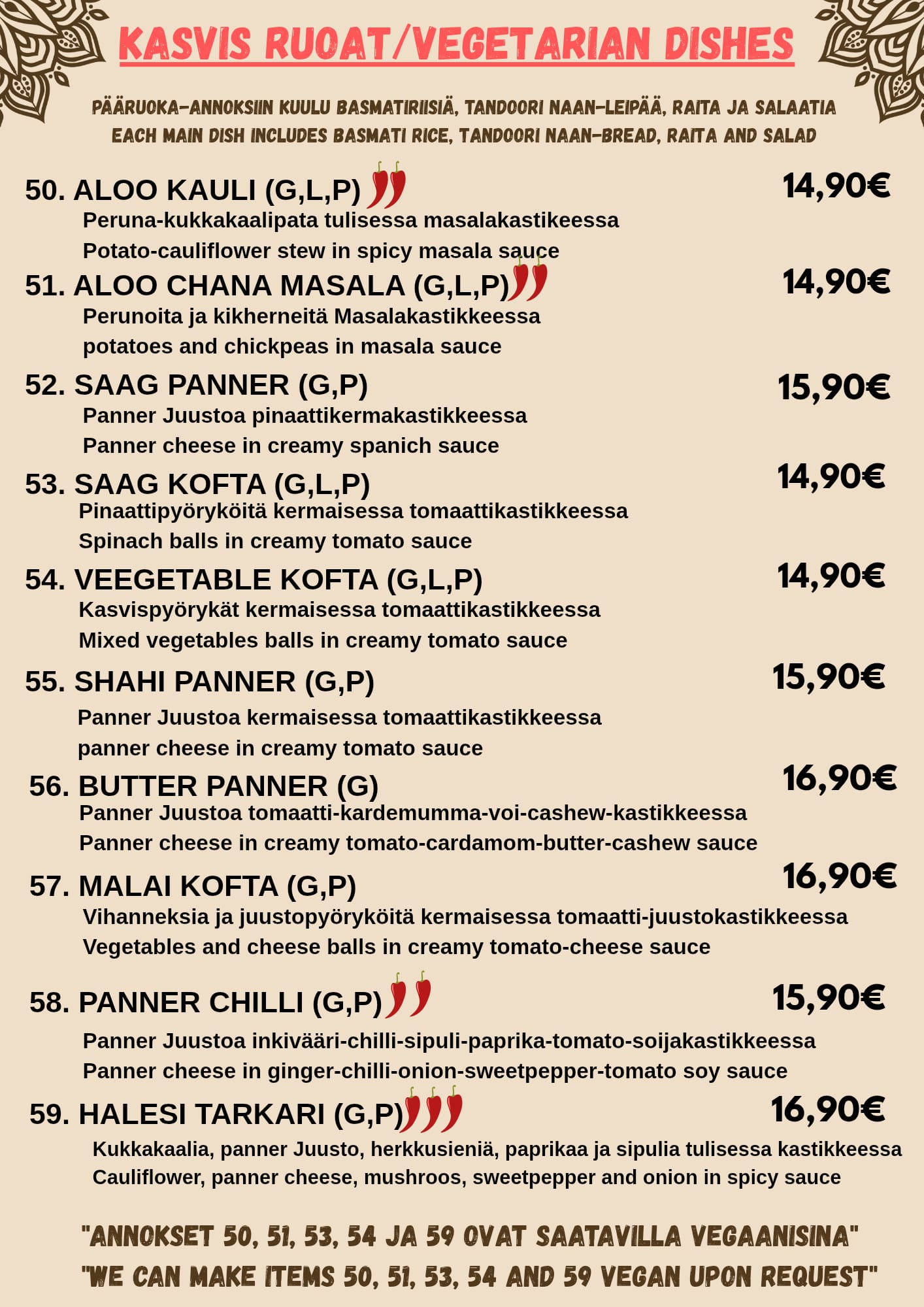 Ravintola Halesi menu page 7